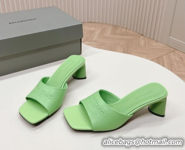 Low Price Balenciaga Duty Free Heel Slide Sandals 6cm in Calfskin Green 629018