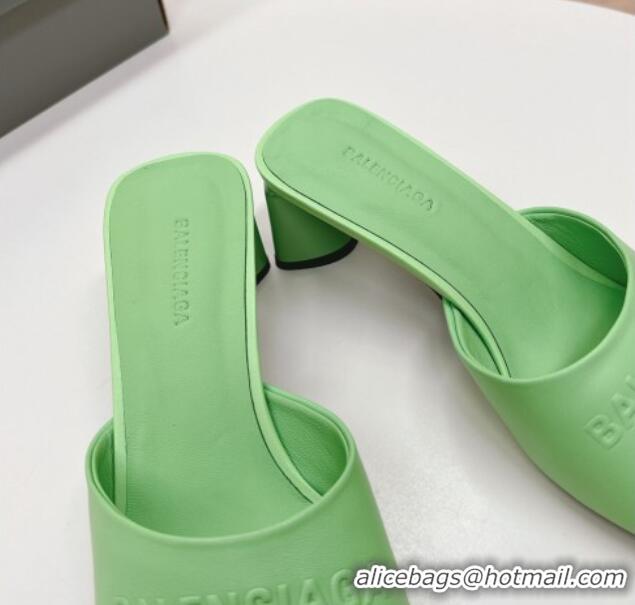 Low Price Balenciaga Duty Free Heel Slide Sandals 6cm in Calfskin Green 629018