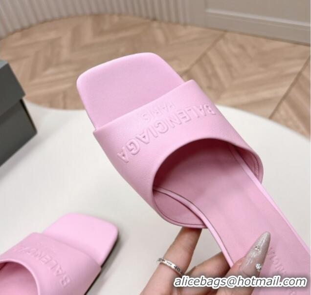 Unique Discount Balenciaga Duty Free Heel Slide Sandals 6cm in Calfskin Pink 629019