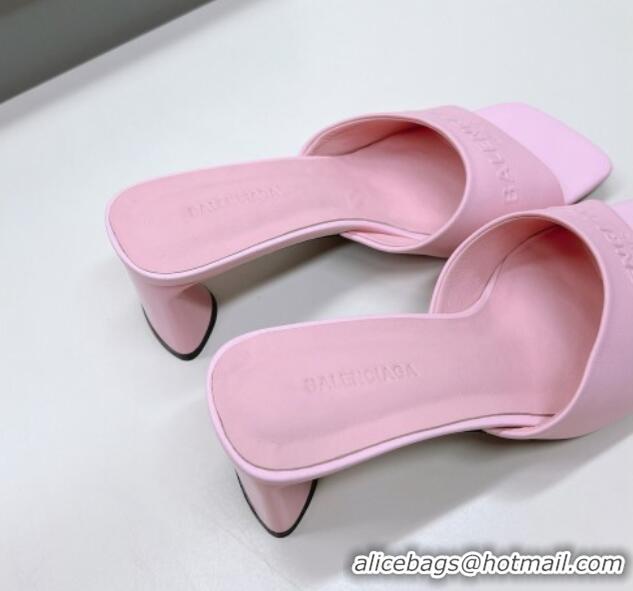 Unique Discount Balenciaga Duty Free Heel Slide Sandals 6cm in Calfskin Pink 629019