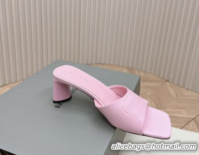 Unique Discount Balenciaga Duty Free Heel Slide Sandals 6cm in Calfskin Pink 629019