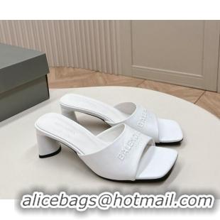 Perfect Balenciaga Duty Free Heel Slide Sandals 6cm in Calfskin White 629020