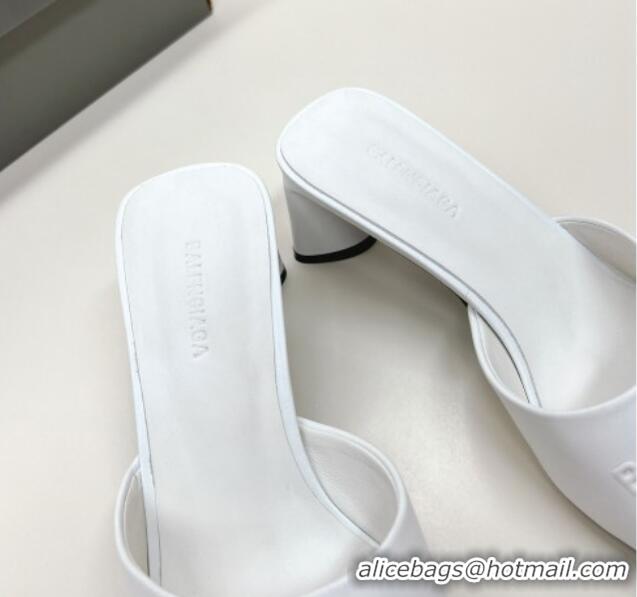 Perfect Balenciaga Duty Free Heel Slide Sandals 6cm in Calfskin White 629020