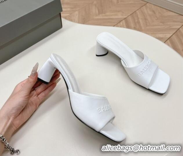 Perfect Balenciaga Duty Free Heel Slide Sandals 6cm in Calfskin White 629020