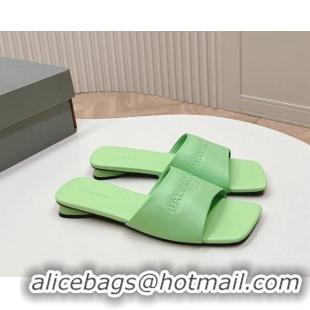 Trendy Design Balenciaga Duty Free Flat Slide Sandals in Calfskin Green 629022