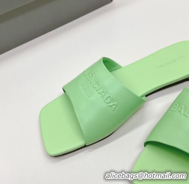 Trendy Design Balenciaga Duty Free Flat Slide Sandals in Calfskin Green 629022