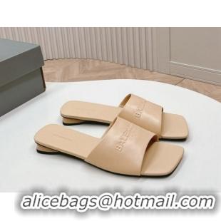 Duplicate Balenciaga Duty Free Flat Slide Sandals in Calfskin Beige 629023