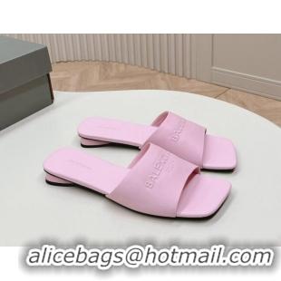 Charming Balenciaga Duty Free Flat Slide Sandals in Calfskin Pink 629024