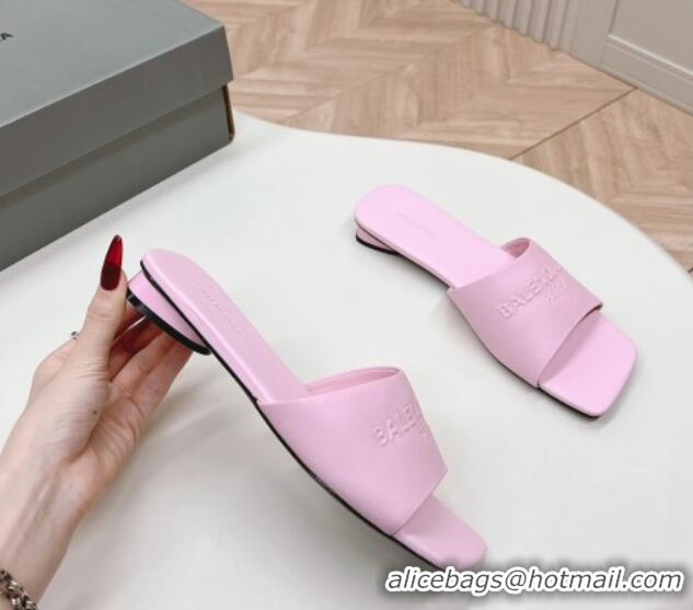 Charming Balenciaga Duty Free Flat Slide Sandals in Calfskin Pink 629024