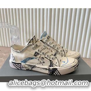 Unique Style Balenciaga Paris Low-top Sneakers in White Graffiti Canvas 903029