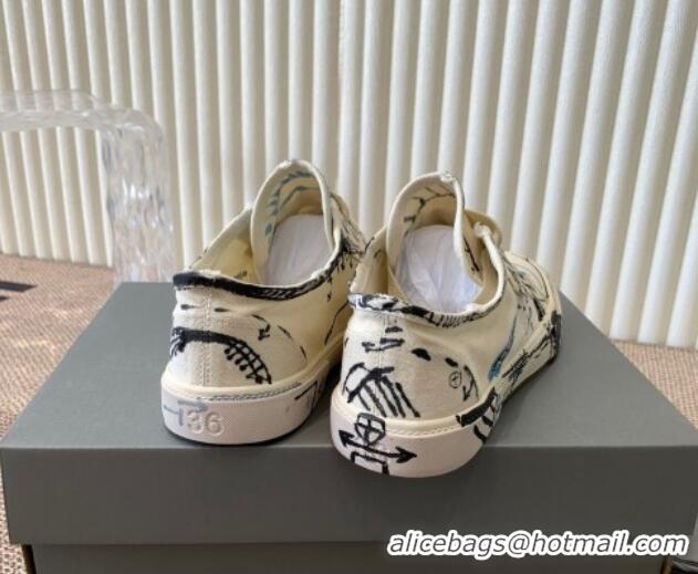 Unique Style Balenciaga Paris Low-top Sneakers in White Graffiti Canvas 903029