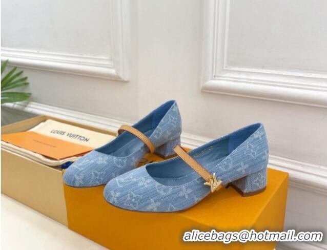 Best Product Louis Vuitton Romy Pumps 3.5cm in Monogram Denim Light Blue 815116