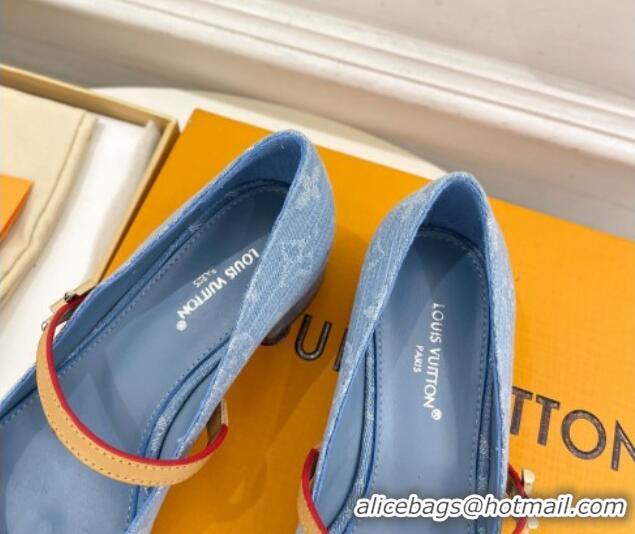 Best Product Louis Vuitton Romy Pumps 3.5cm in Monogram Denim Light Blue 815116