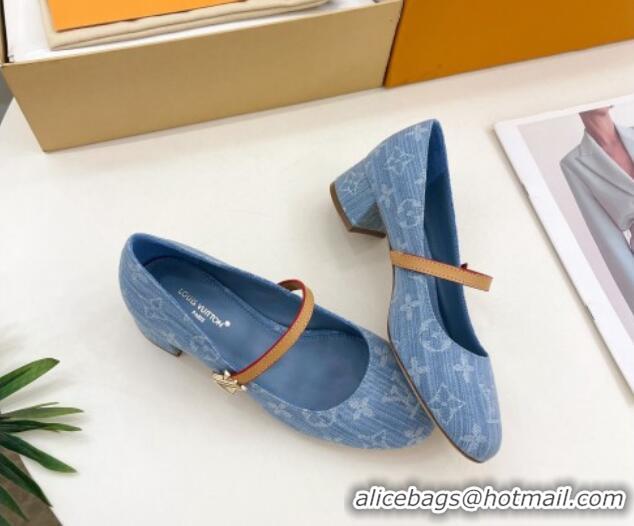 Best Product Louis Vuitton Romy Pumps 3.5cm in Monogram Denim Light Blue 815116