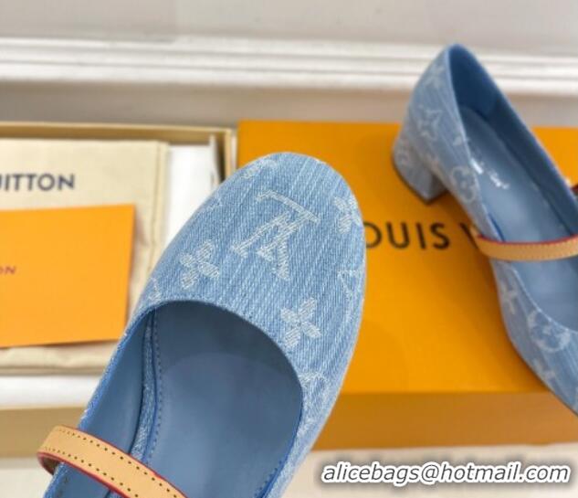 Best Product Louis Vuitton Romy Pumps 3.5cm in Monogram Denim Light Blue 815116