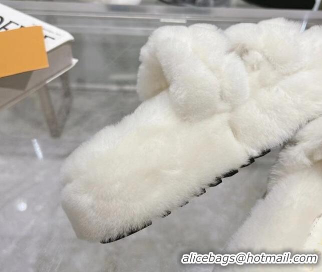 Good Quality Louis Vuitton LV Sunset Platform Comfort Slides Sandal 3.5cm in Wool White 724069