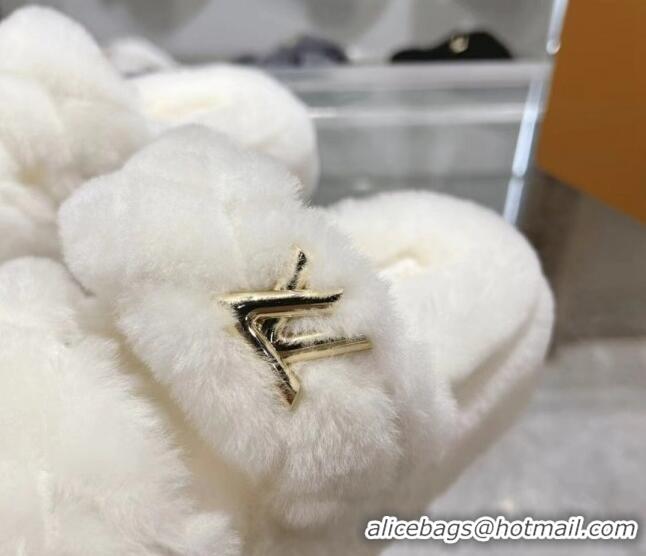 Good Quality Louis Vuitton LV Sunset Platform Comfort Slides Sandal 3.5cm in Wool White 724069