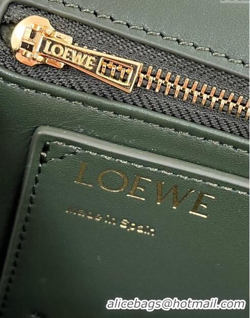 Top Design Loewe Puffer Goya in Pleated Shiny Nappa Lambskin 9076 Bottle Green 2024