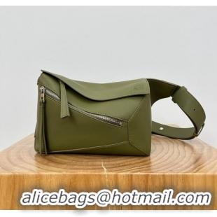 Top Discount Loewe Small Puzzle Bumbag in Classic Calfskin 9114 Oliver Green 2024