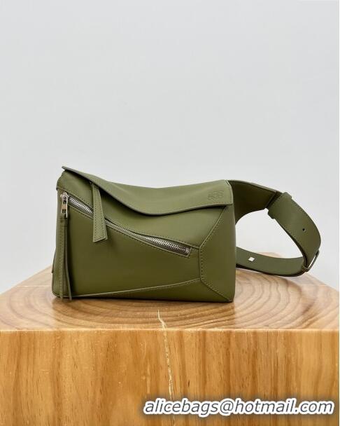 Top Discount Loewe Small Puzzle Bumbag in Classic Calfskin 9114 Oliver Green 2024