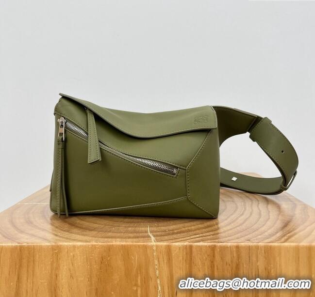 Top Discount Loewe Small Puzzle Bumbag in Classic Calfskin 9114 Oliver Green 2024