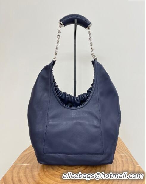 New Fashion Loewe Medium Squeeze Bag in Mellow Nappa Lambskin 9041 Abyss Blue 2024