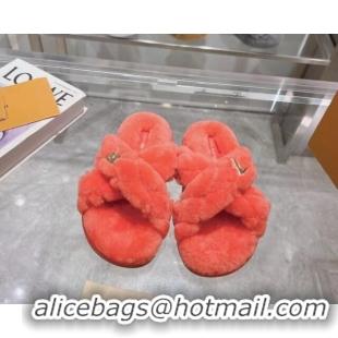 Best Grade Louis Vuitton LV Bliss Comfort Flat Slides Sandals in Wool Pink 724078