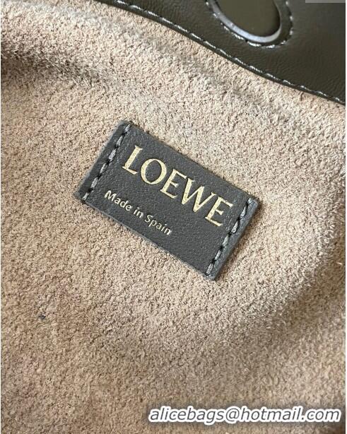 Inexpensive Loewe Medium Flamenco Purse in Mellow Nappa Lambskin 9057 Dark Khaki Green 2024