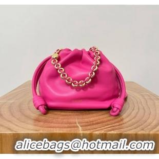 Famous Brand Loewe Mini Flamenco Purse Bag in Mellow Nappa Lambskin 9058 Fluorescent Pink 2024