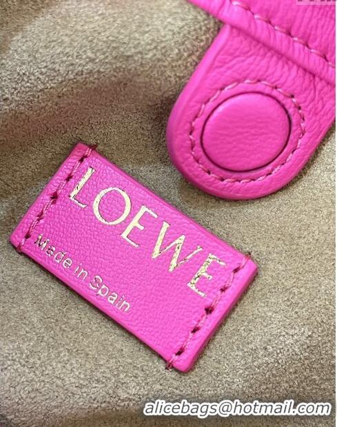 Famous Brand Loewe Mini Flamenco Purse Bag in Mellow Nappa Lambskin 9058 Fluorescent Pink 2024