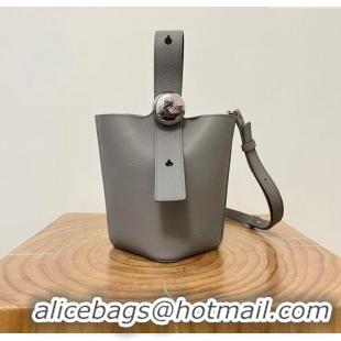 Reasonable Price Loewe Mini Pebble Bucket bag in Soft Grained Calfskin 9026 Light Grey 2024