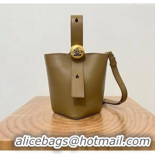 Affordable Price Loewe Mini Pebble Bucket bag in mellow calfskin 9027 Oak Brown 2024