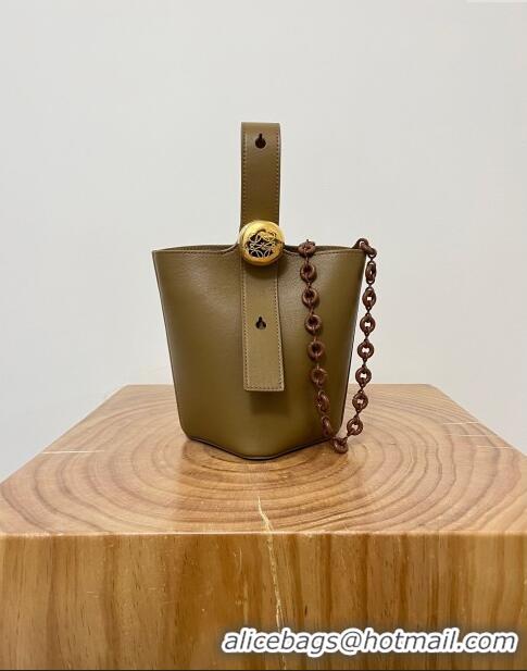 Affordable Price Loewe Mini Pebble Bucket bag in mellow calfskin 9027 Oak Brown 2024