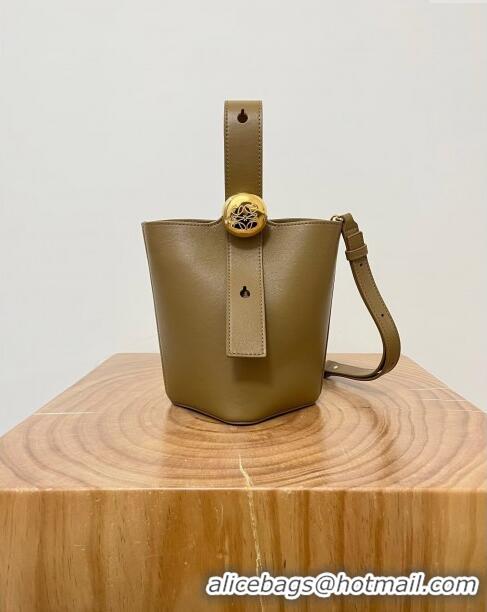 Affordable Price Loewe Mini Pebble Bucket bag in mellow calfskin 9027 Oak Brown 2024