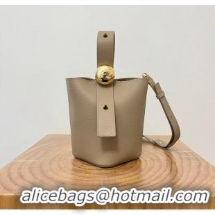 Top Grade Loewe Mini Pebble Bucket Bag in Soft Grained Calfskin 9047 Sand 2024