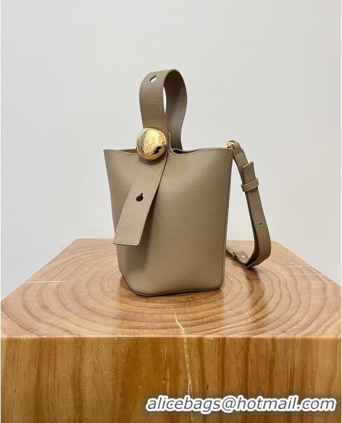 Top Grade Loewe Mini Pebble Bucket Bag in Soft Grained Calfskin 9047 Sand 2024