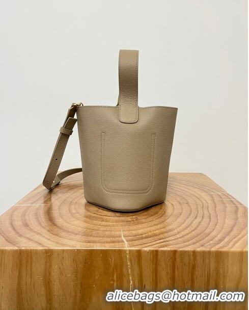 Top Grade Loewe Mini Pebble Bucket Bag in Soft Grained Calfskin 9047 Sand 2024