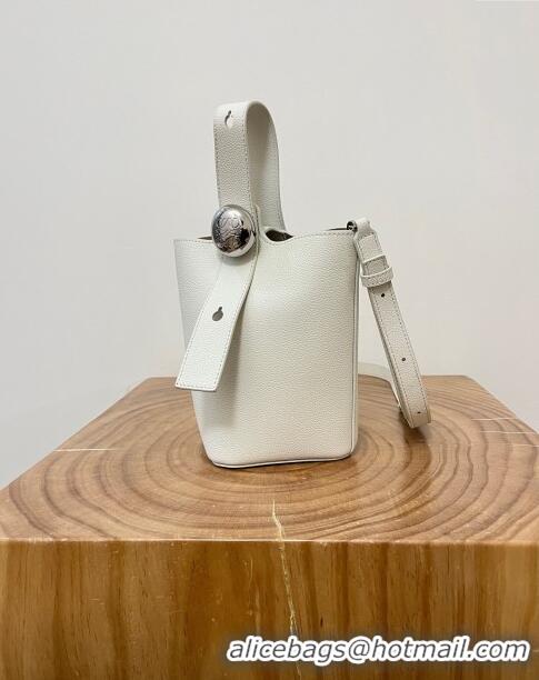 Low Cost Loewe Mini Pebble Bucket bag in Soft Grained Calfskin 9047 White 2024