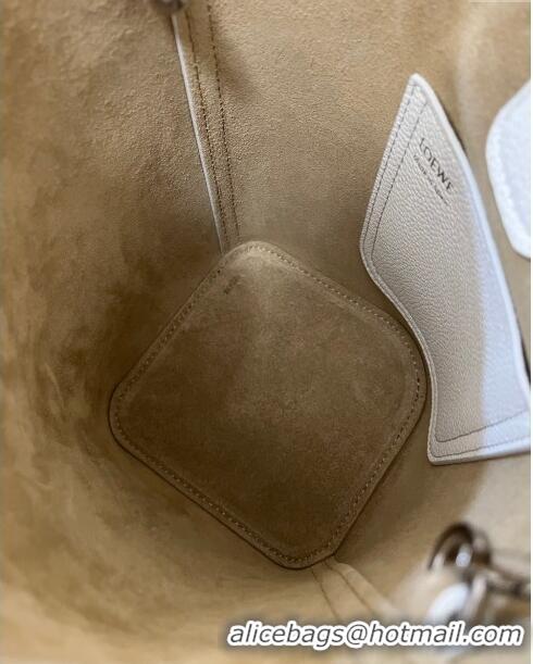 Low Cost Loewe Mini Pebble Bucket bag in Soft Grained Calfskin 9047 White 2024