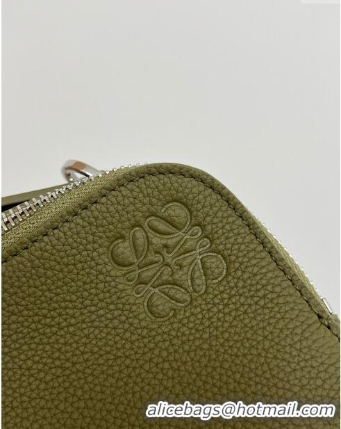 Affordable Price Loewe Mini Camera Crossbody bag in Grained Calfskin 9111 Olive Green 2024