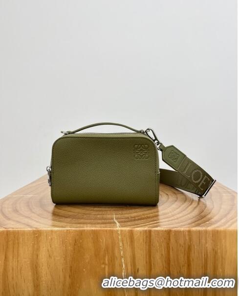 Affordable Price Loewe Mini Camera Crossbody bag in Grained Calfskin 9111 Olive Green 2024