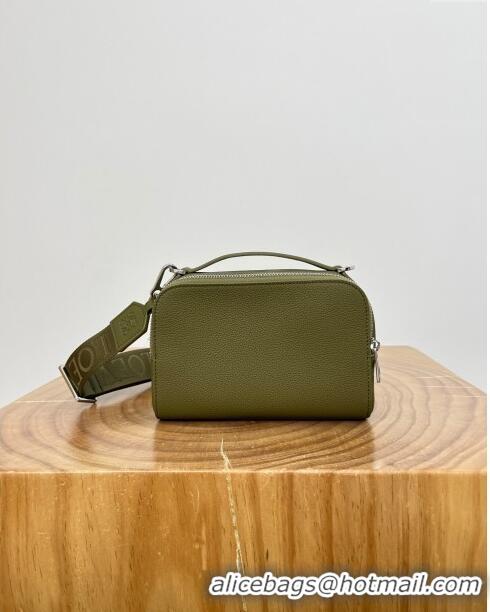 Affordable Price Loewe Mini Camera Crossbody bag in Grained Calfskin 9111 Olive Green 2024