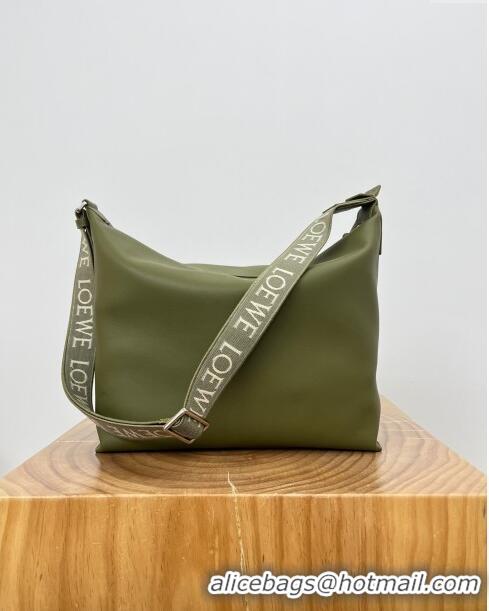 Buy Cheap Loewe Cubi Crossbody Bag in Supple Smooth Calfskin and Jacquard L0223 Olive Green 2024