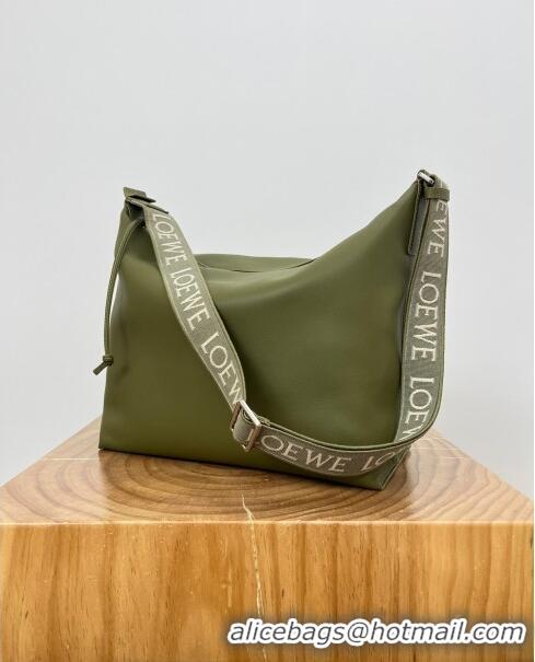 Buy Cheap Loewe Cubi Crossbody Bag in Supple Smooth Calfskin and Jacquard L0223 Olive Green 2024