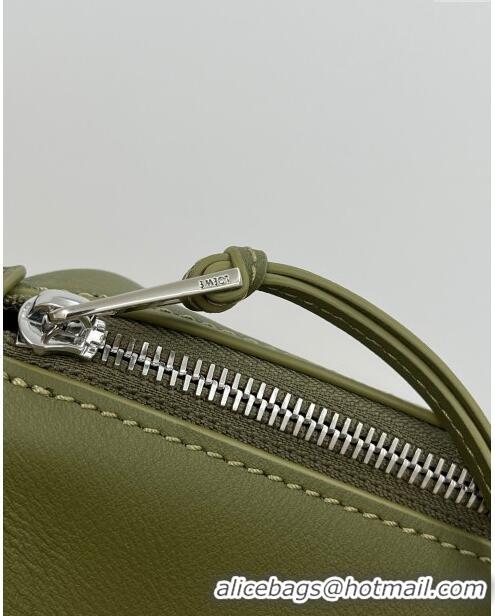 Buy Cheap Loewe Cubi Crossbody Bag in Supple Smooth Calfskin and Jacquard L0223 Olive Green 2024