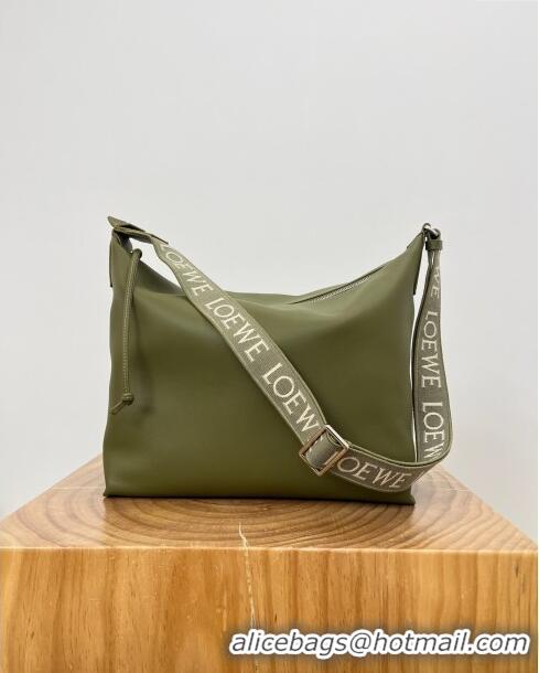 Buy Cheap Loewe Cubi Crossbody Bag in Supple Smooth Calfskin and Jacquard L0223 Olive Green 2024