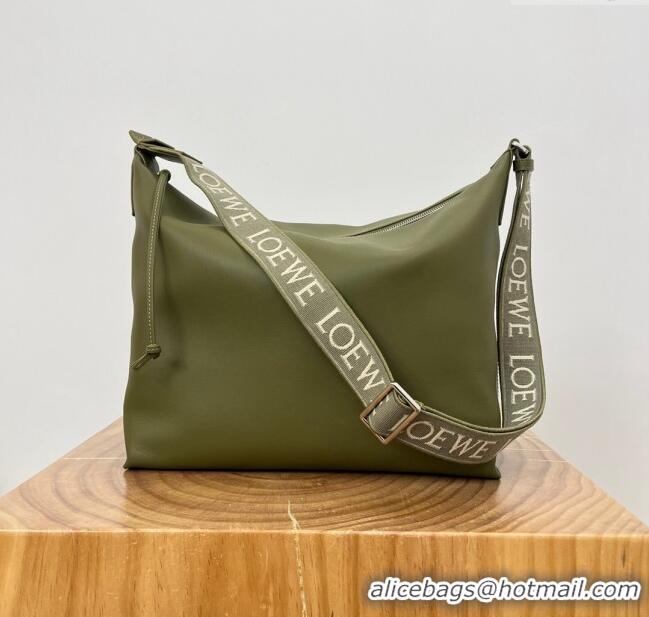 Buy Cheap Loewe Cubi Crossbody Bag in Supple Smooth Calfskin and Jacquard L0223 Olive Green 2024