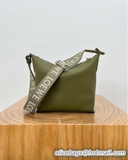 Promotional Loewe Men's Small Cubi Crossbody Bag in Supple Smooth Calfskin and Jacquard 0224 Olive Green 2024