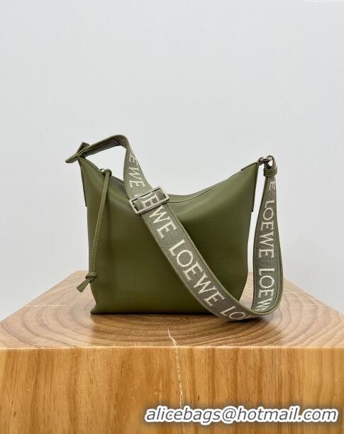 Promotional Loewe Men's Small Cubi Crossbody Bag in Supple Smooth Calfskin and Jacquard 0224 Olive Green 2024