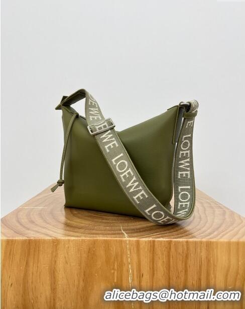 Promotional Loewe Men's Small Cubi Crossbody Bag in Supple Smooth Calfskin and Jacquard 0224 Olive Green 2024